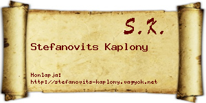 Stefanovits Kaplony névjegykártya